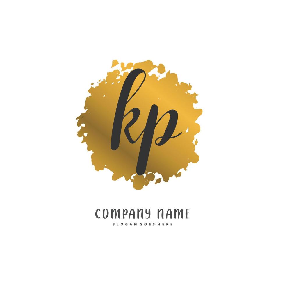 KP Initial handwriting and signature logo design with circle. Beautiful design handwritten logo for fashion, team, wedding, luxury logo. vector