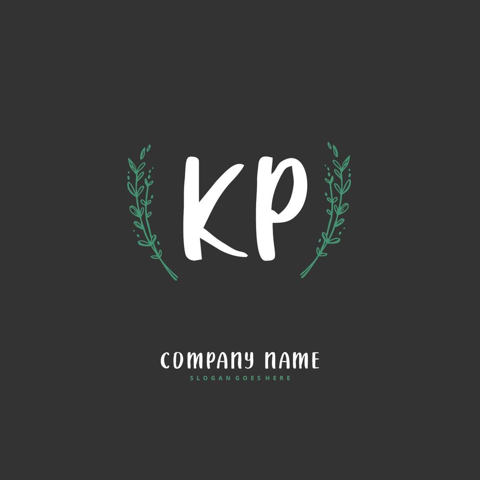 KP Initial handwriting and signature logo design with circle. Beautiful design handwritten logo for fashion, team, wedding, luxury logo. vector