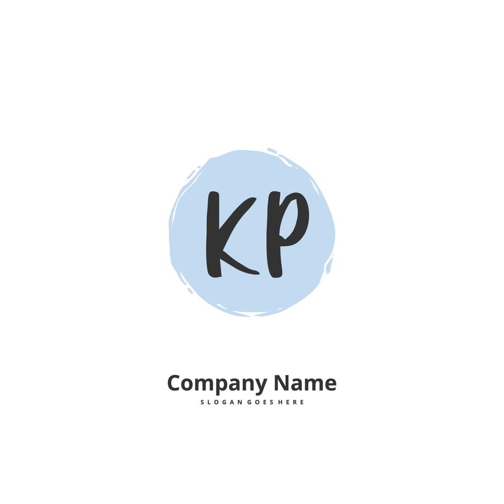 KP Initial handwriting and signature logo design with circle. Beautiful design handwritten logo for fashion, team, wedding, luxury logo. vector