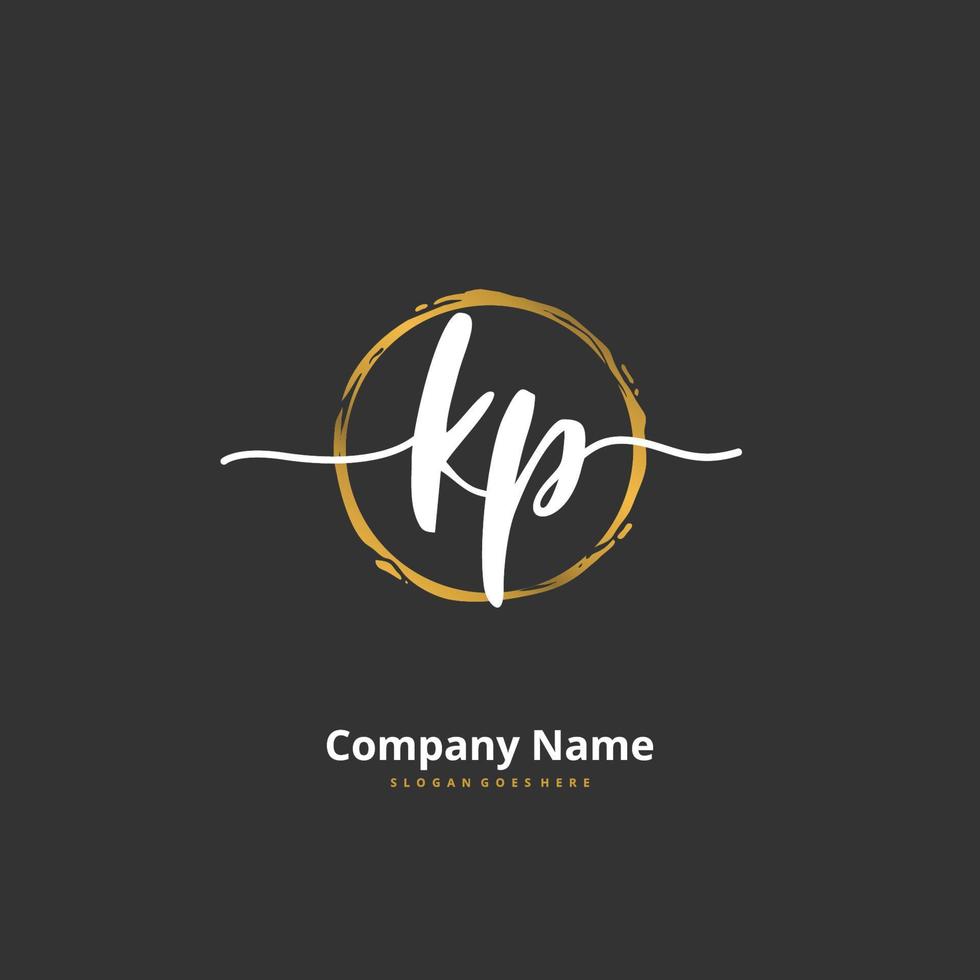 KP Initial handwriting and signature logo design with circle. Beautiful design handwritten logo for fashion, team, wedding, luxury logo. vector