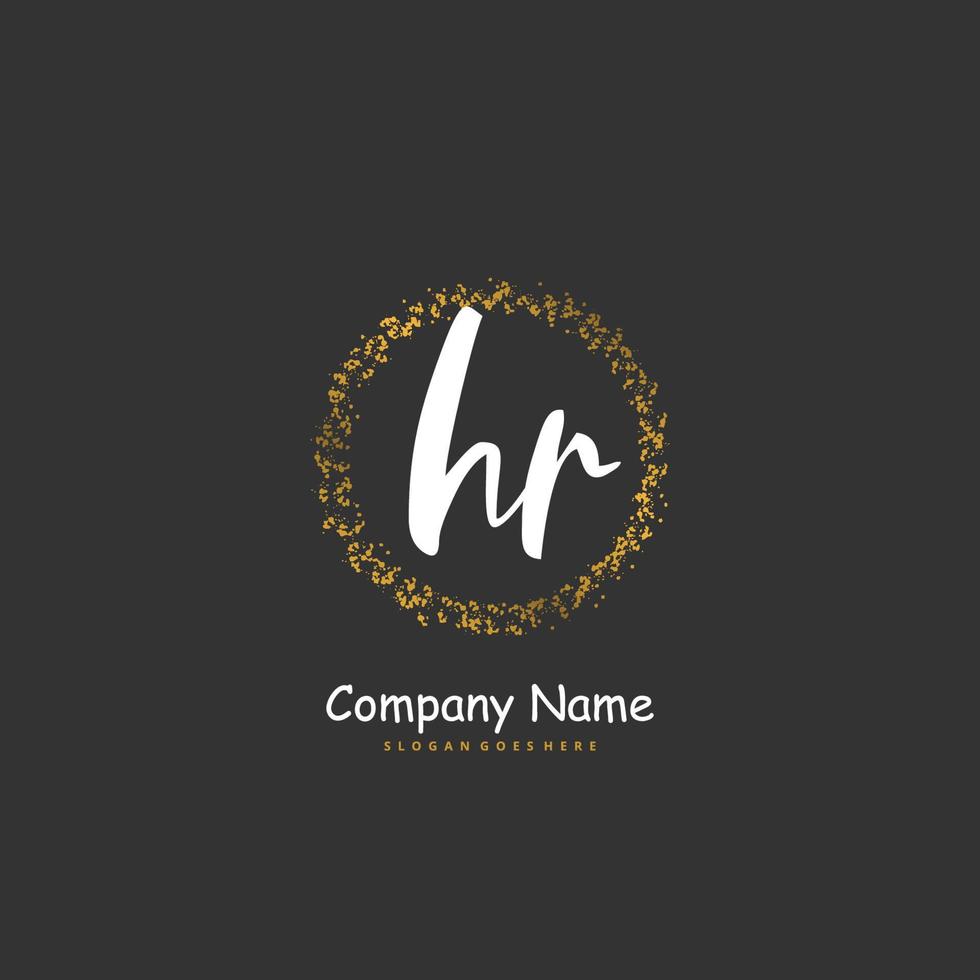 HR Initial handwriting and signature logo design with circle. Beautiful design handwritten logo for fashion, team, wedding, luxury logo. vector