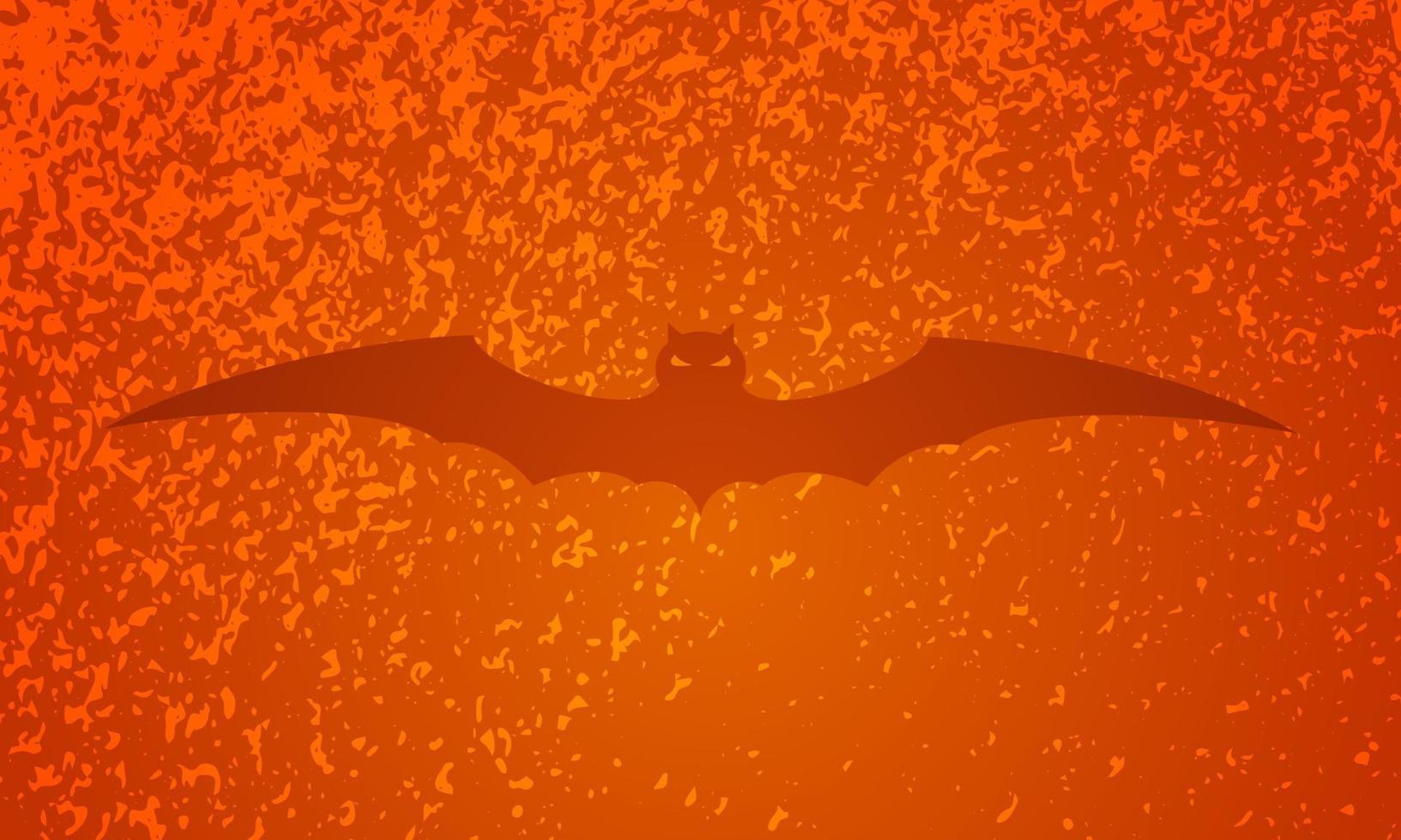 Happy Halloween orange festive background with bat. Vector illustration.