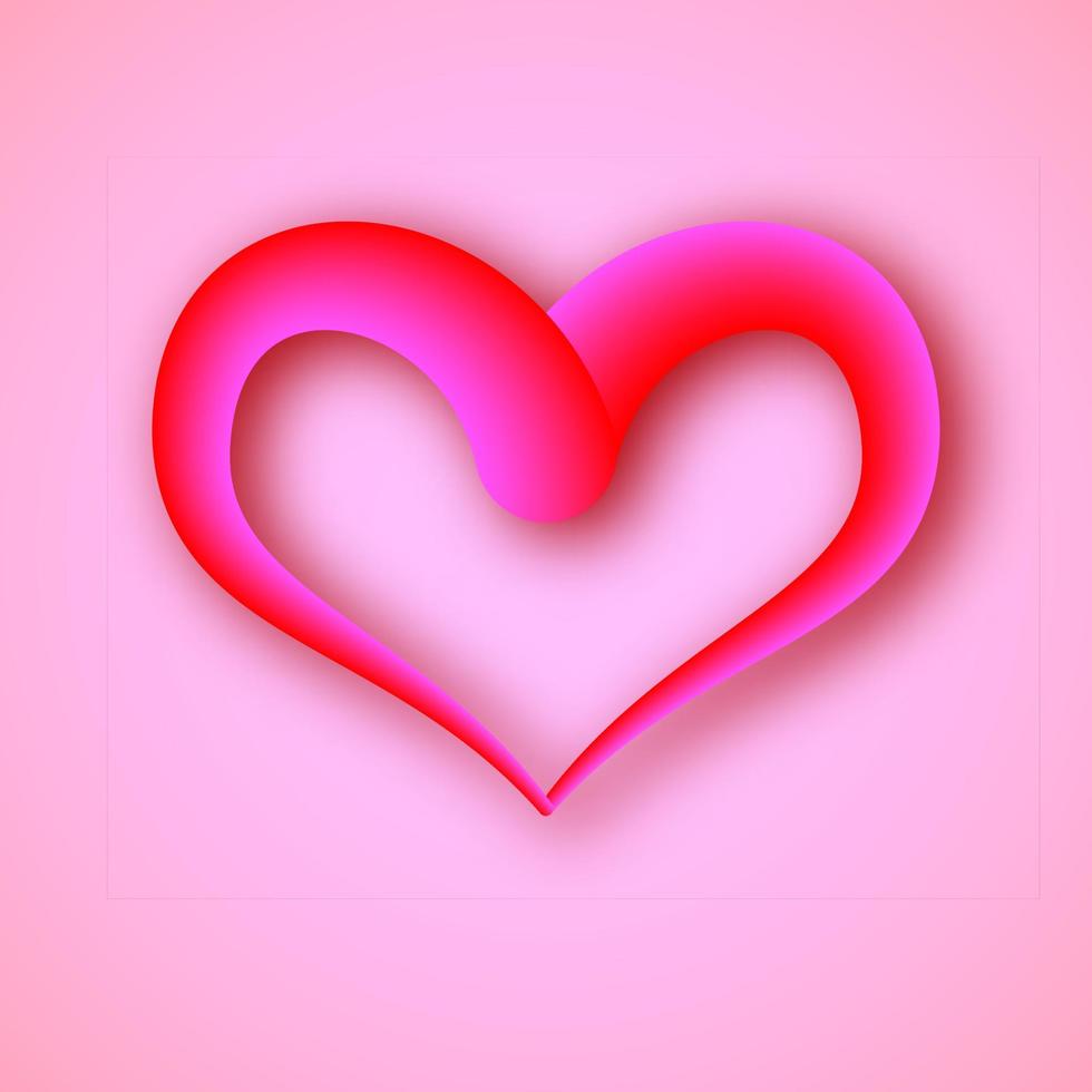 gran corazón rojo sobre un fondo rosa. símbolo de amor. ilustración vectorial vector