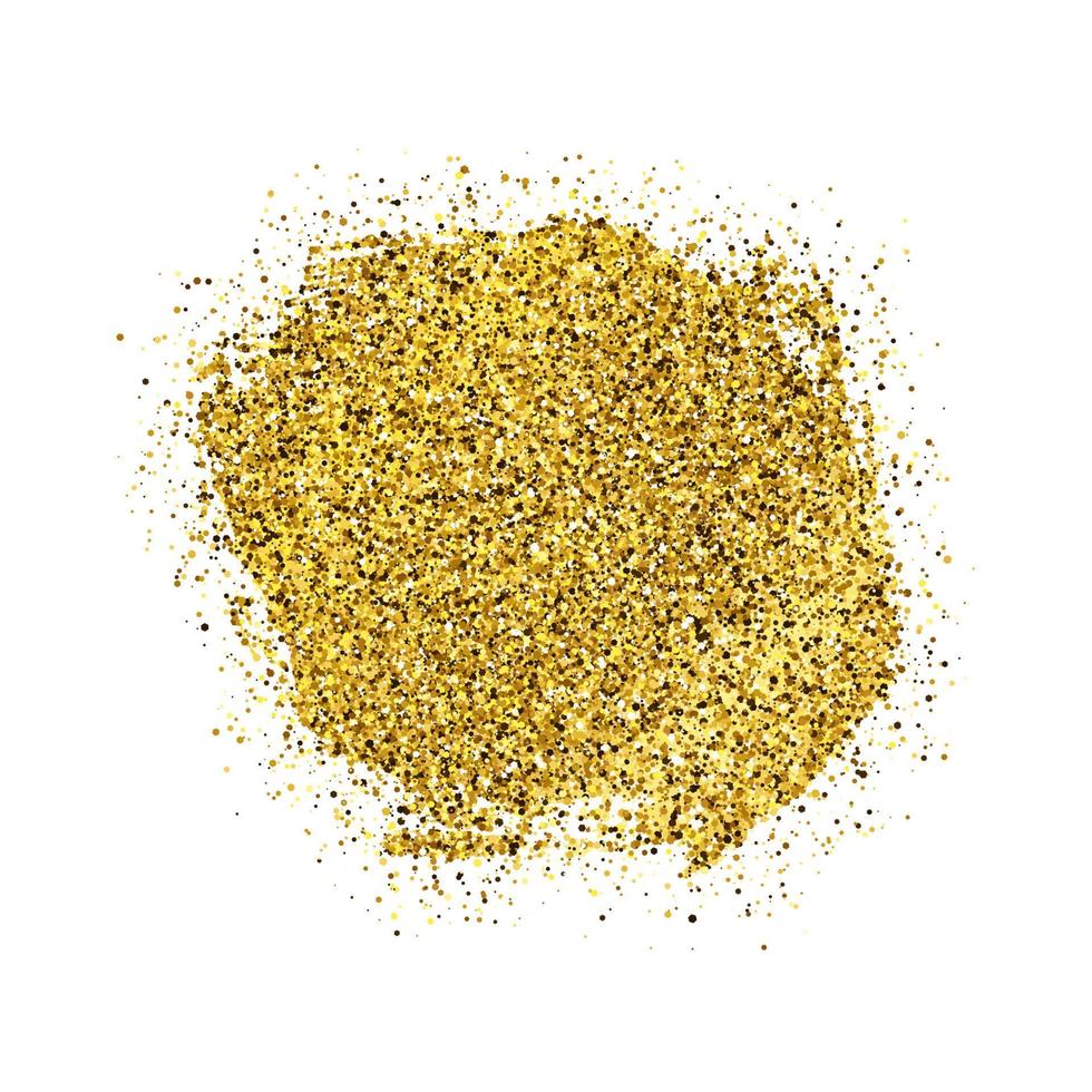 Golden Paint Glittering backdrop on a white background. Background with gold sparkles and glitter effect. Empty space for your text. Vector illustration