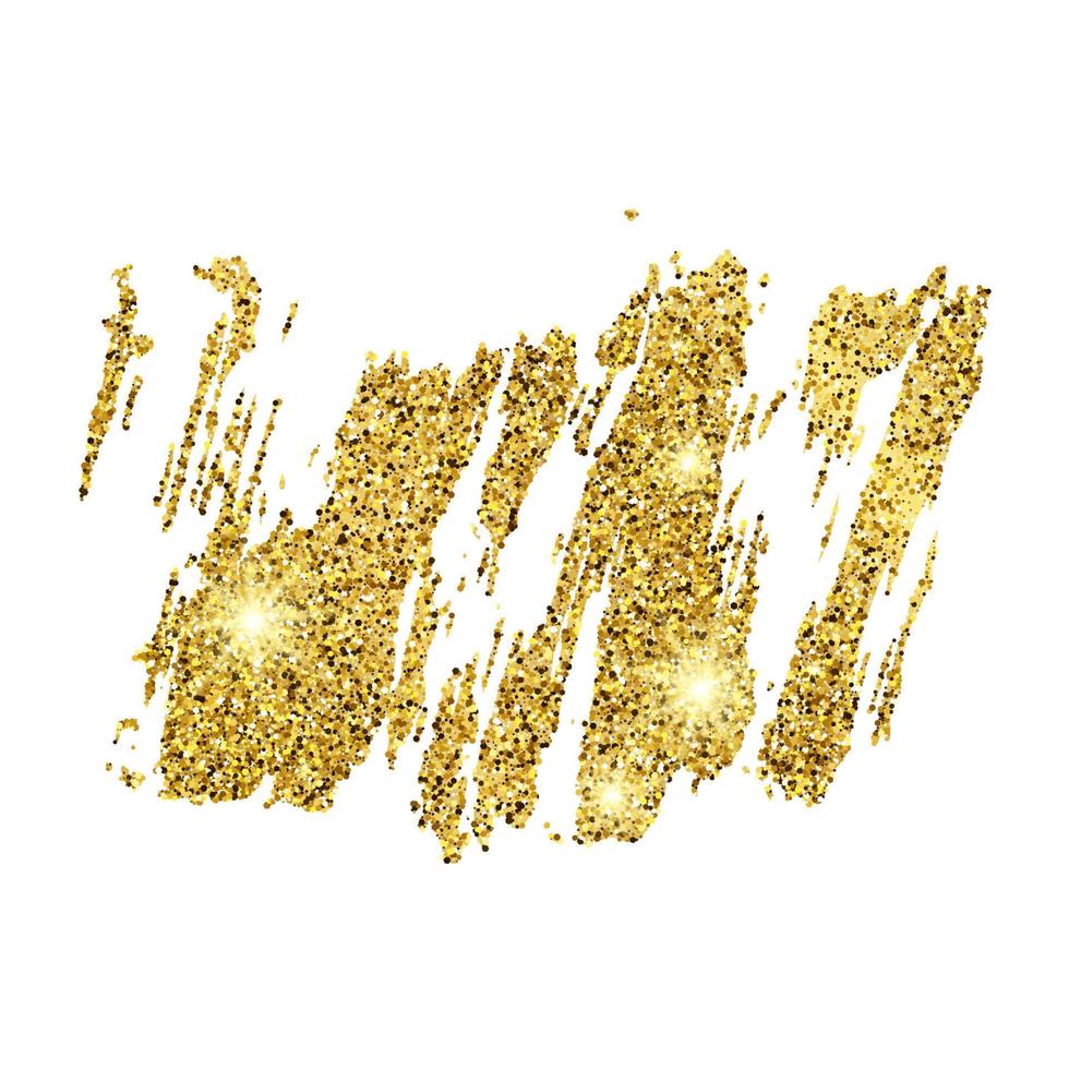 Golden Paint Glittering backdrop on a white background. Background with gold sparkles and glitter effect. Empty space for your text. Vector illustration