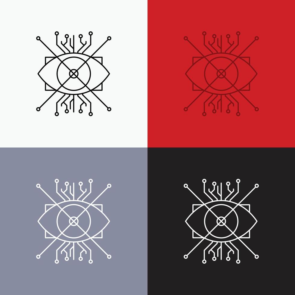 Ar. augmentation. cyber. eye. lens Icon Over Various Background. Line style design. designed for web and app. Eps 10 vector illustration