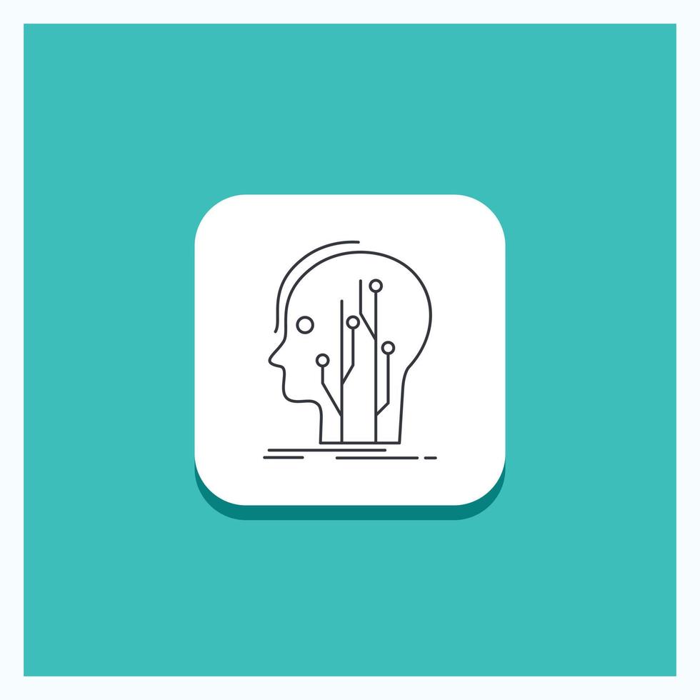 Round Button for Data. head. human. knowledge. network Line icon