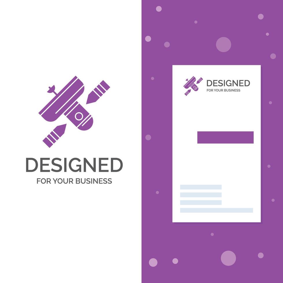 Business Logo for Broadcast. broadcasting. radio. satellite. transmitter. Vertical Purple Business .Visiting Card template. Creative background vector illustration