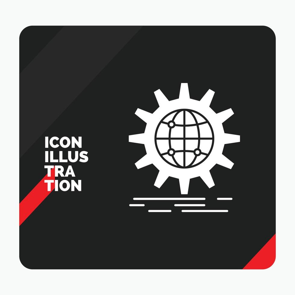 Red and Black Creative presentation Background for international. business. globe. world wide. gear Glyph Icon vector