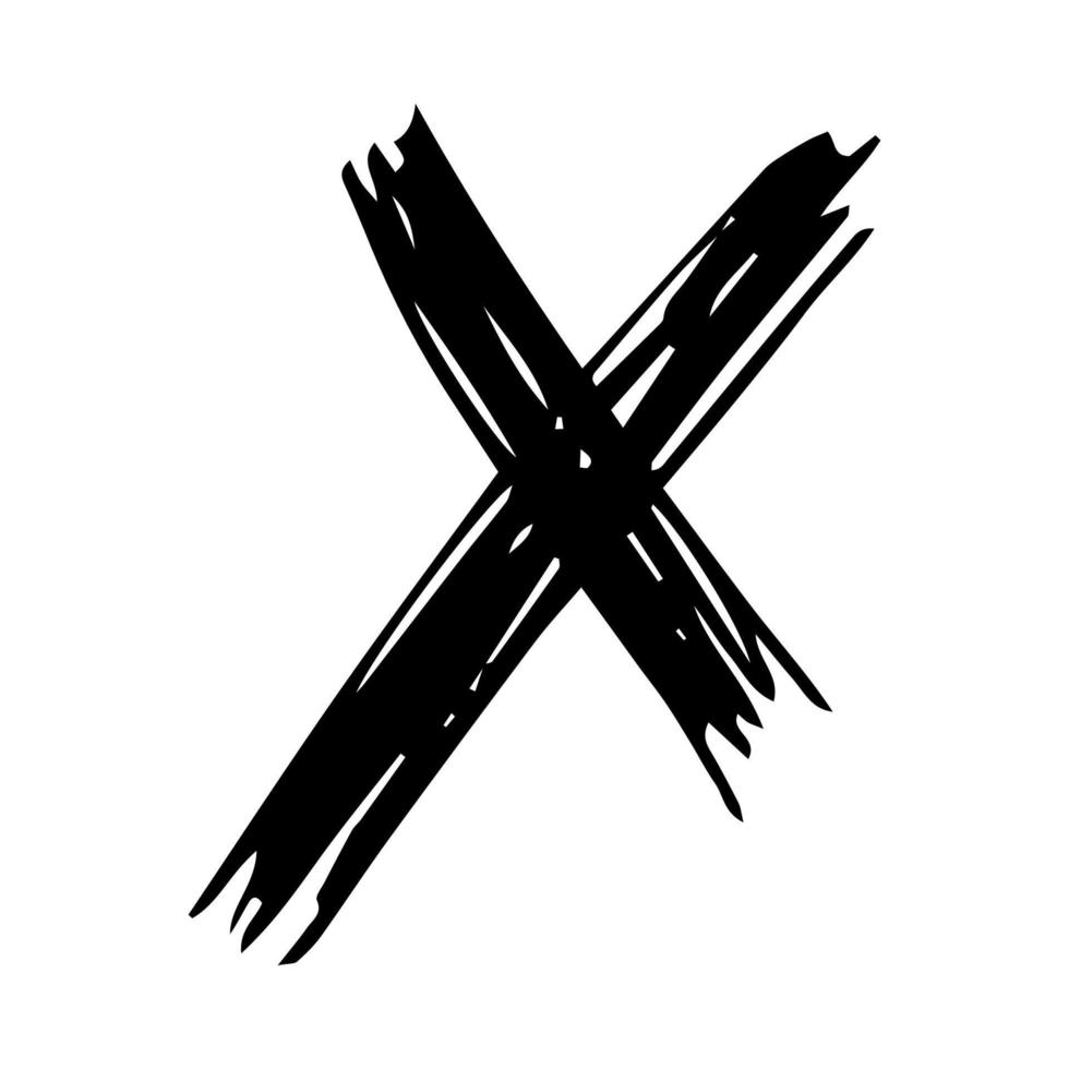 Hand drawn cross symbol. Black sketch cross symbol on white background. Vector illustration