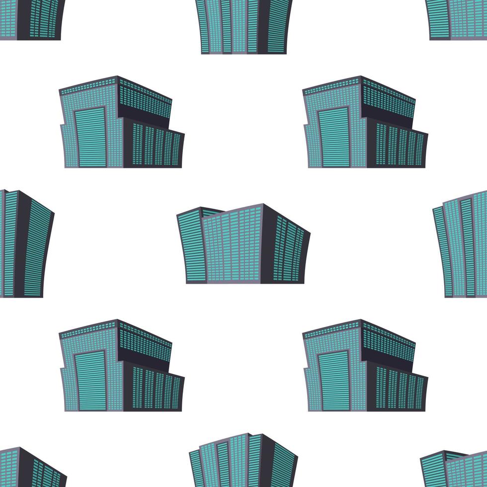 Seamless Pattern with modern isometric building on a white background. View of the building from the bottom. Vector illustration.