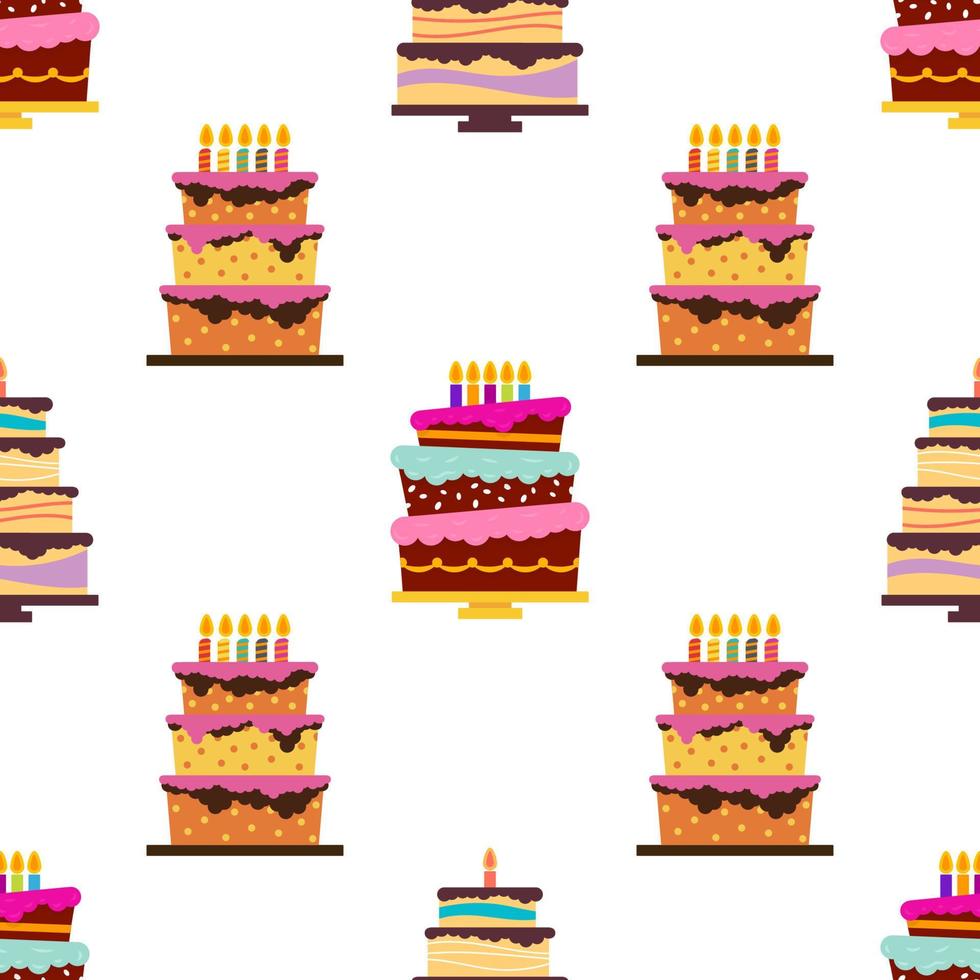 Seamless Pattern with sweet cakes and pies. Vector illustration.