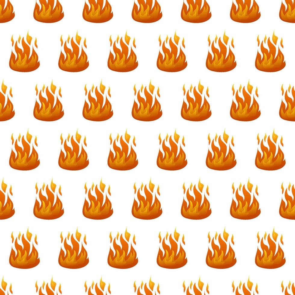 Seamless pattern with fire flame on white background. Vector illustration.