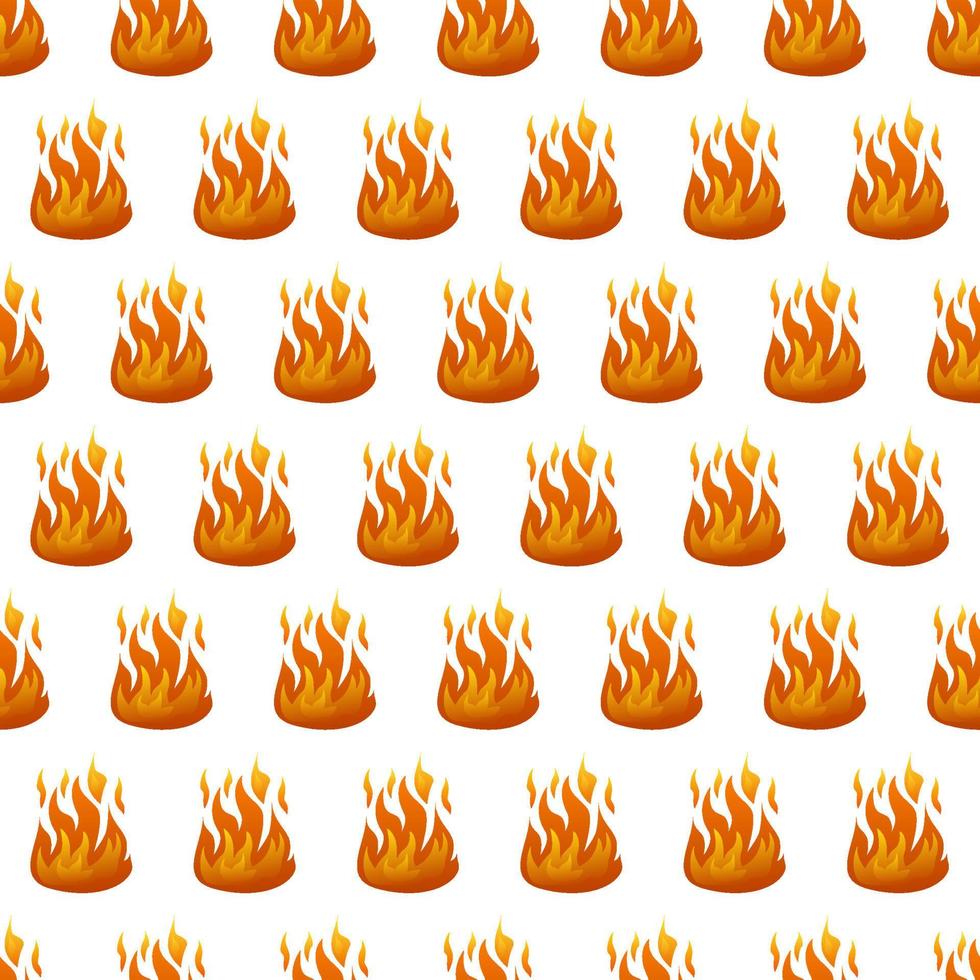 Seamless pattern with fire flame on white background. Vector illustration.