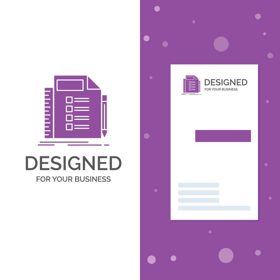 Business Logo for Business. list. plan. planning. task. Vertical Purple Business .Visiting Card template. Creative background vector illustration