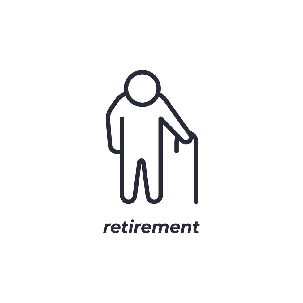 Vector sign retirement symbol is isolated on a white background. icon color editable.