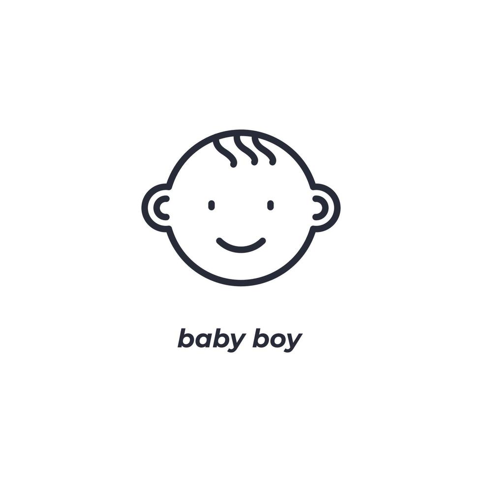 Vector sign baby boy symbol is isolated on a white background. icon color editable.