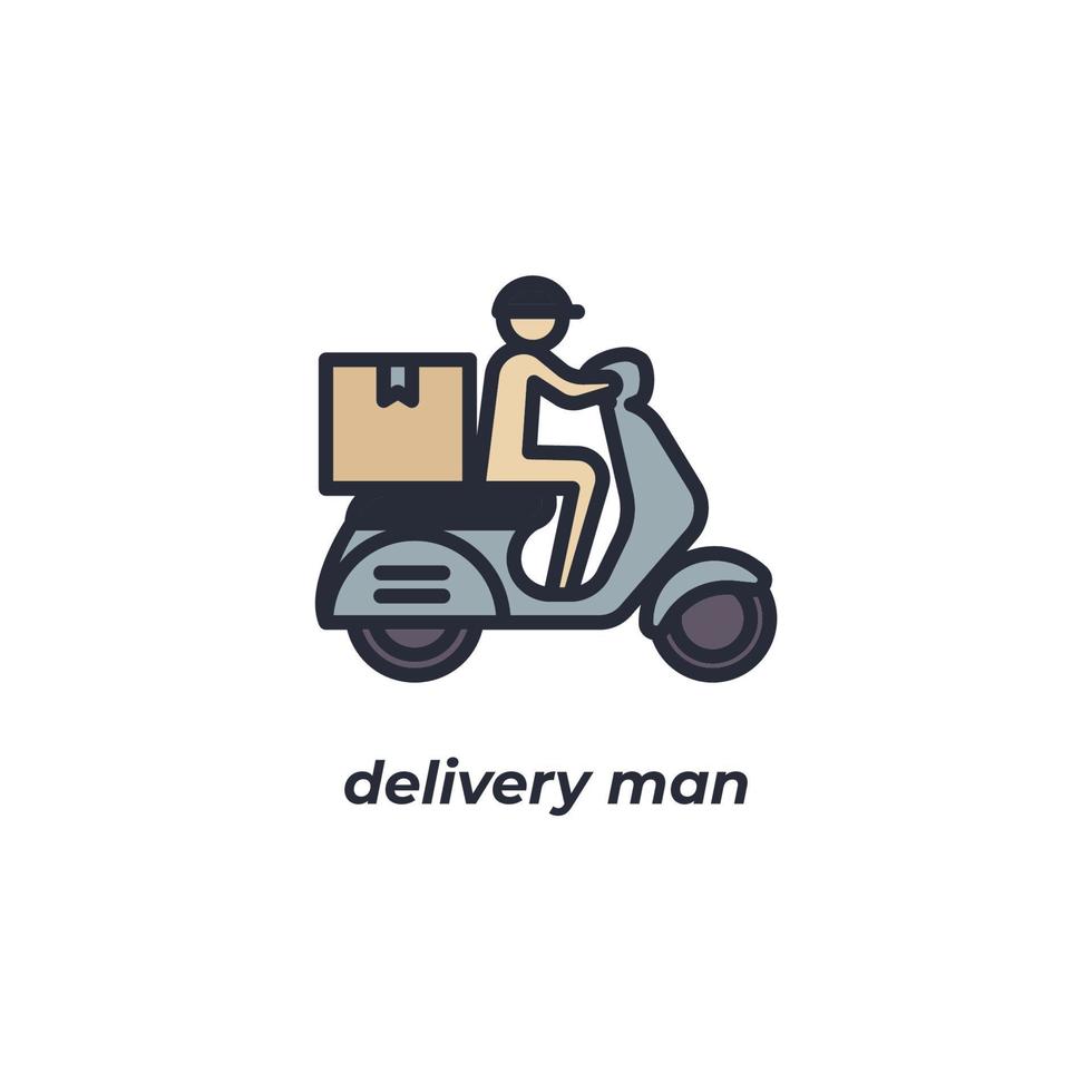 Vector sign delivery man symbol is isolated on a white background. icon color editable.