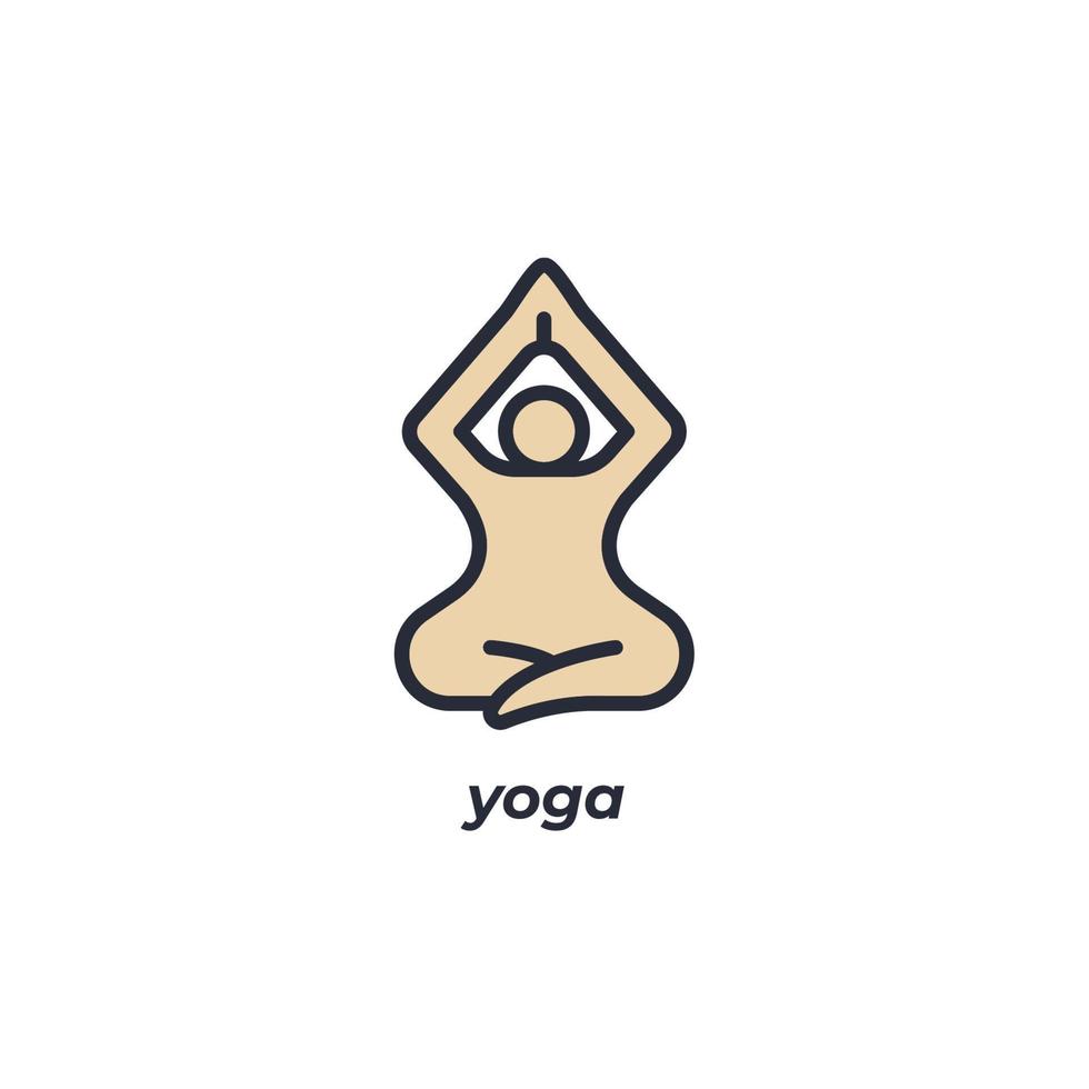 el símbolo de yoga de signo vectorial está aislado en un fondo blanco. color de icono editable. vector