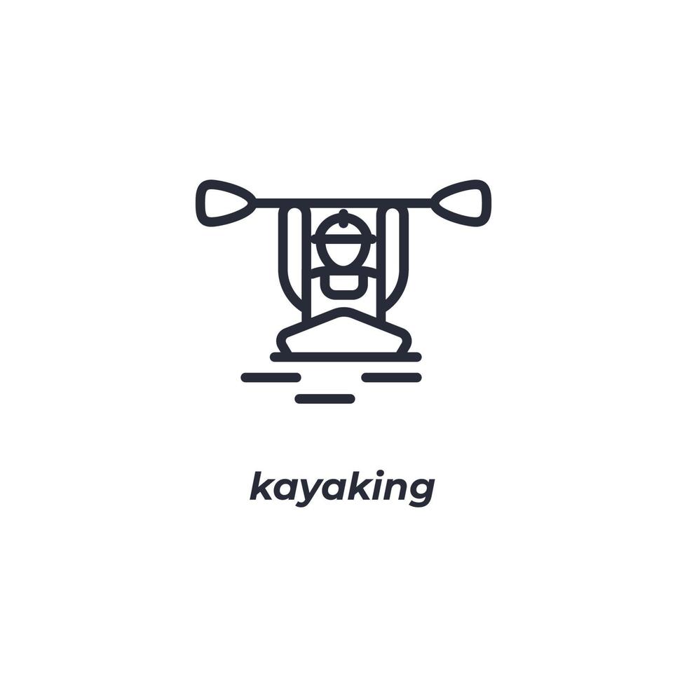 Vector sign kayaking symbol is isolated on a white background. icon color editable.