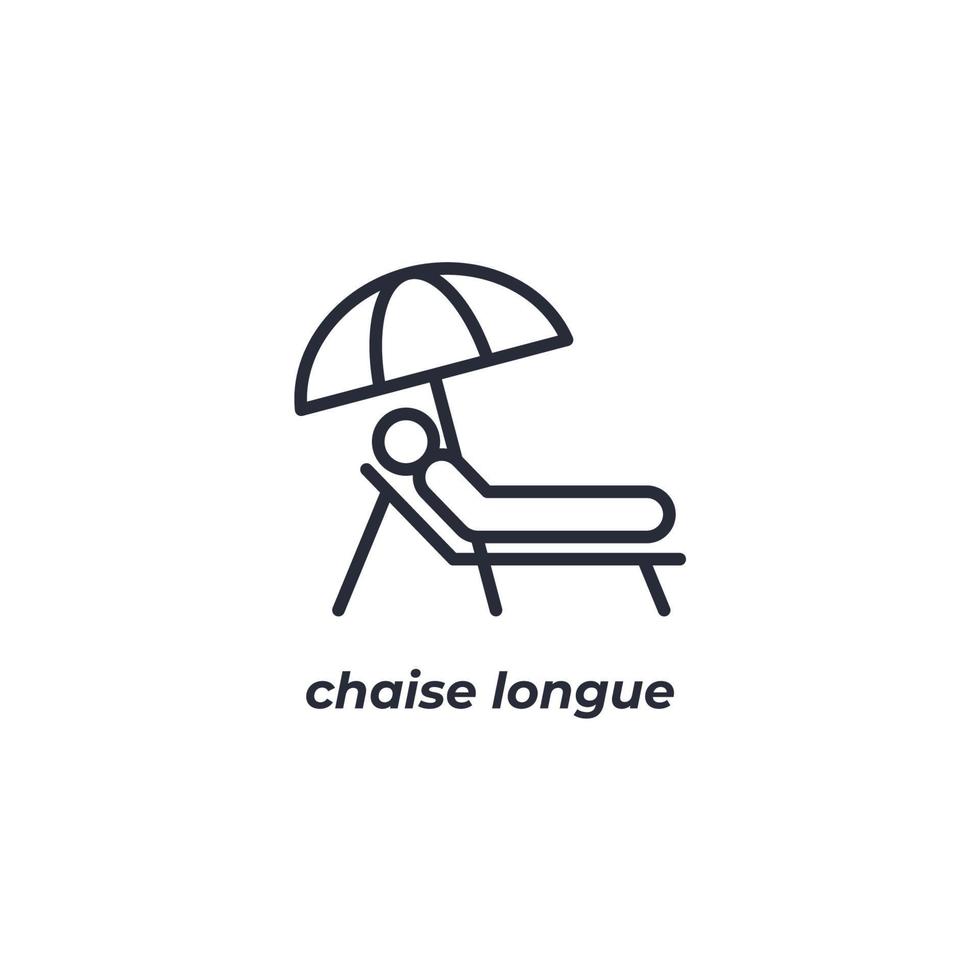 el símbolo del chaise longue de signo vectorial está aislado en un fondo blanco. color de icono editable. vector