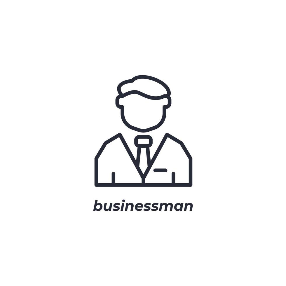 el símbolo del hombre de negocios de signo vectorial está aislado en un fondo blanco. color de icono editable. vector