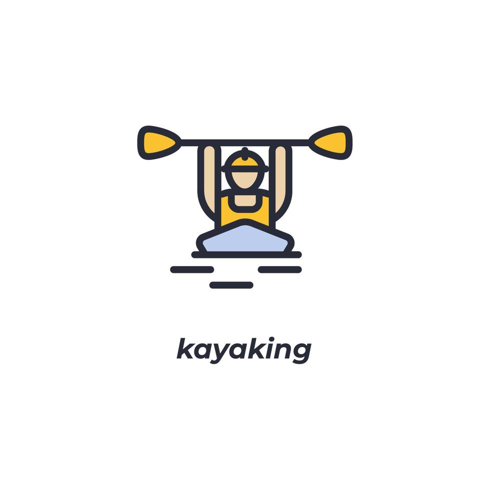Vector sign kayaking symbol is isolated on a white background. icon color editable.