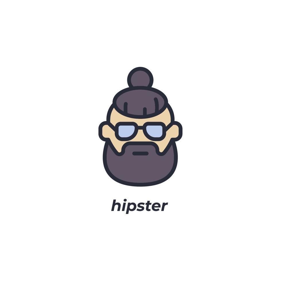 Vector sign hipster symbol is isolated on a white background. icon color editable.