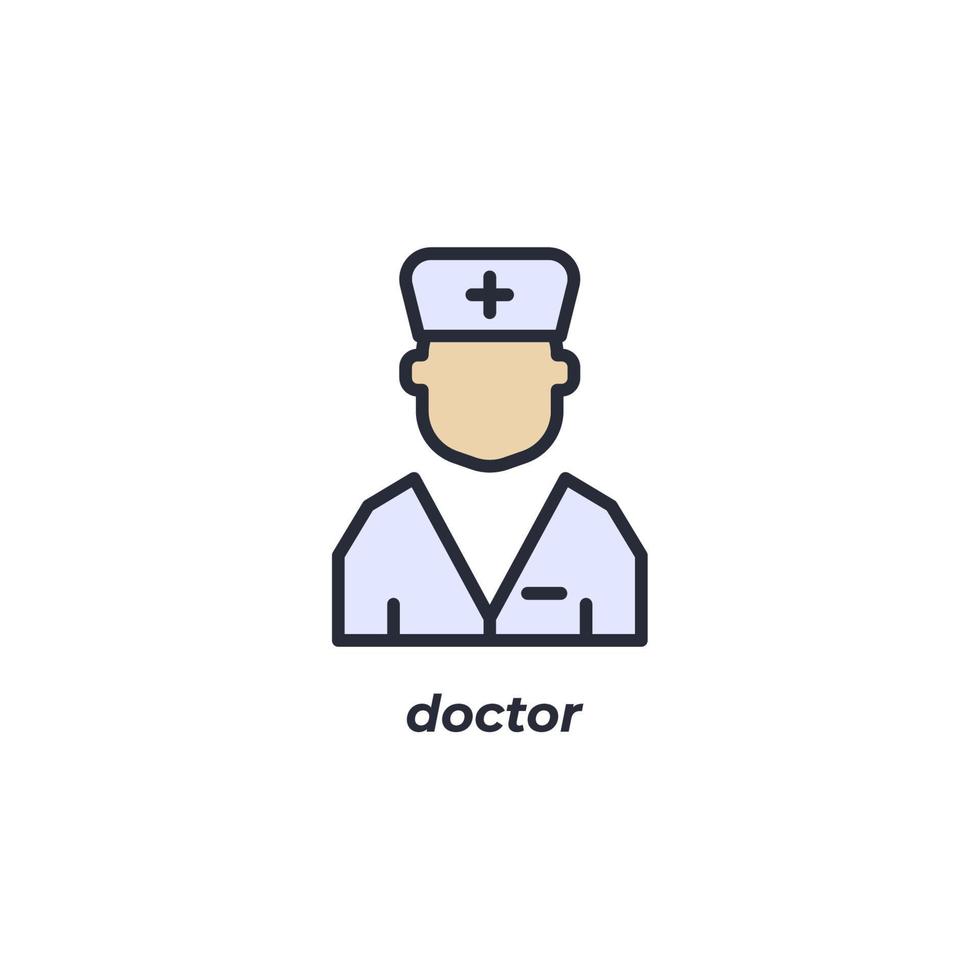 Vector sign doctor symbol is isolated on a white background. icon color editable.