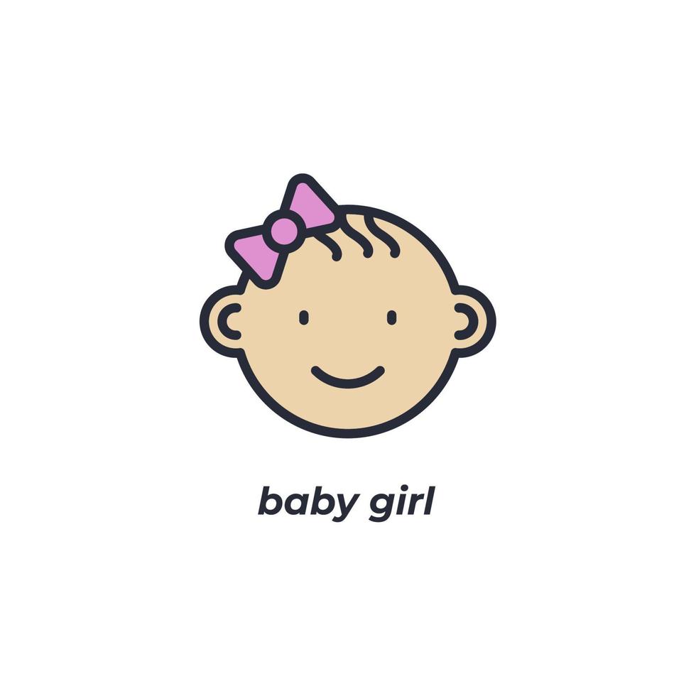 Vector sign baby girl symbol is isolated on a white background. icon color editable.