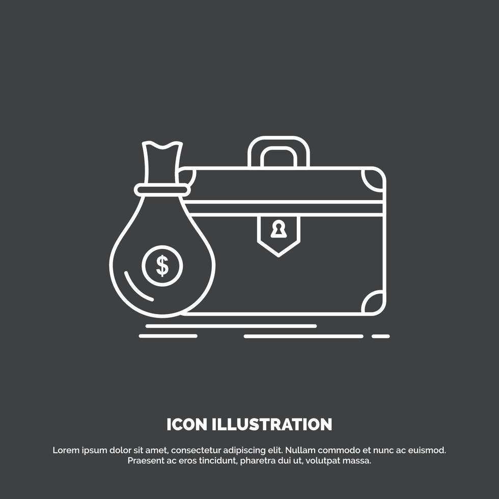 briefcase. business. case. open. portfolio Icon. Line vector symbol for UI and UX. website or mobile application