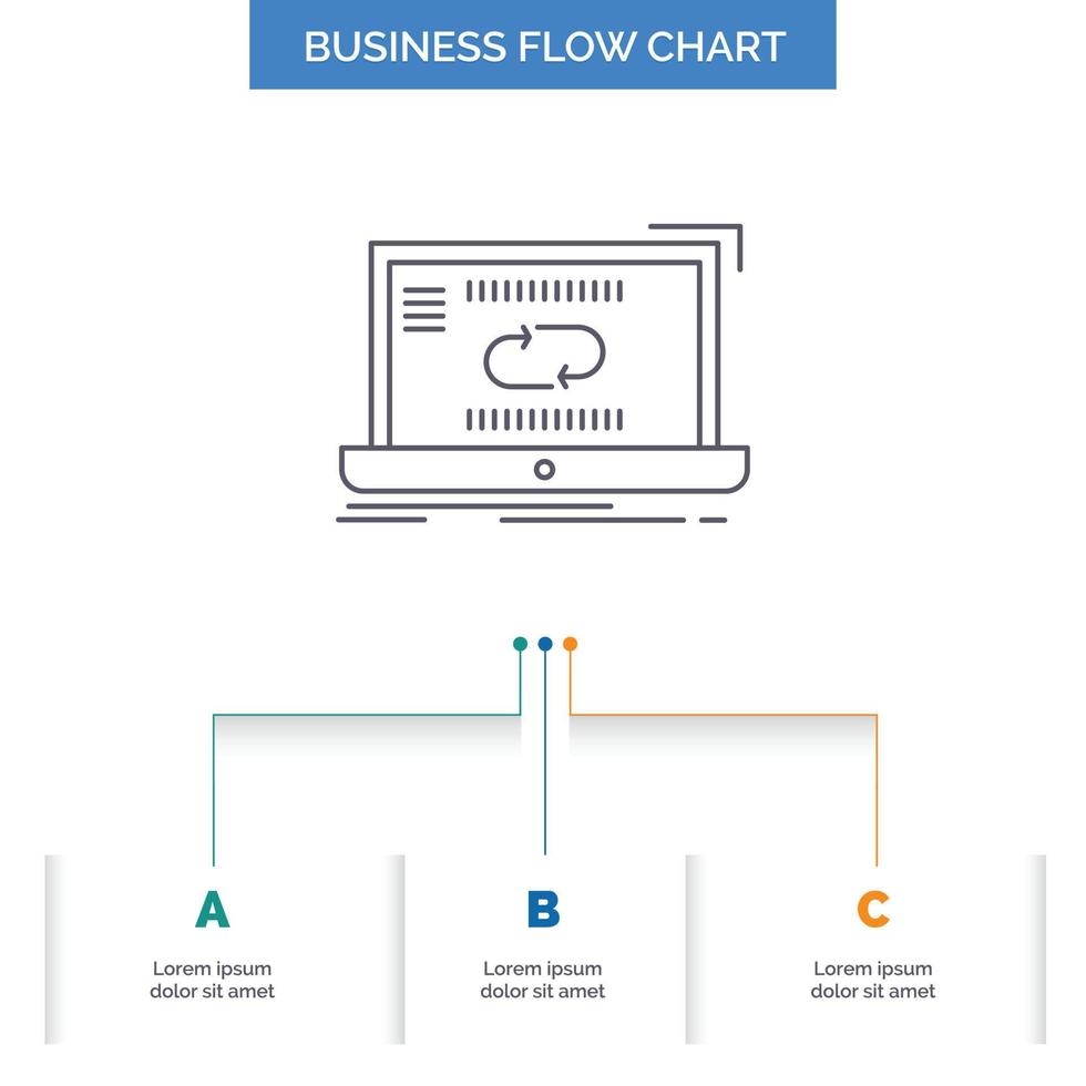Communication. connection. link. sync. synchronization Business Flow Chart Design with 3 Steps. Line Icon For Presentation Background Template Place for text vector