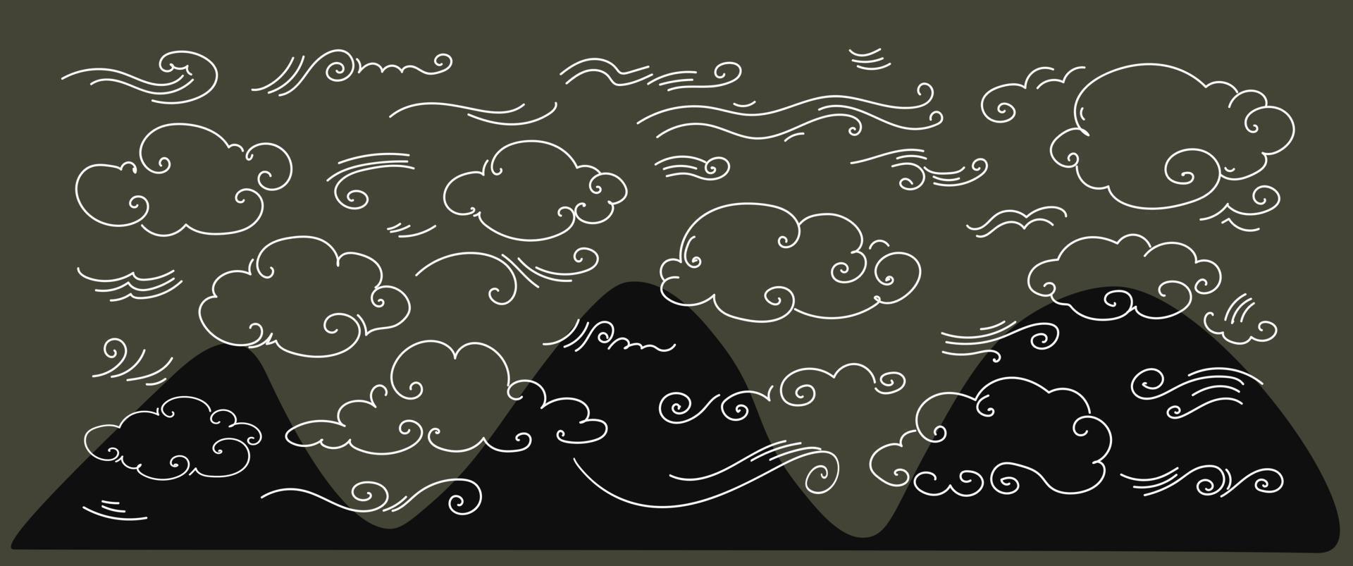 vector doosle conjunto de doodle viento, clima, medio ambiente