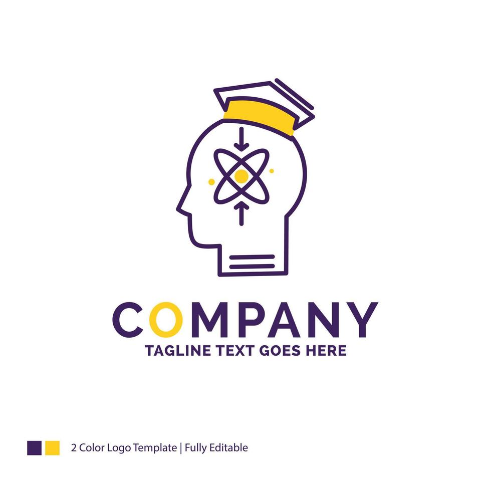 diseño del logotipo del nombre de la empresa para la capacidad. cabeza. humano. conocimiento. habilidad. diseño de marca púrpura y amarillo con lugar para eslogan. plantilla de logotipo creativo para pequeñas y grandes empresas. vector