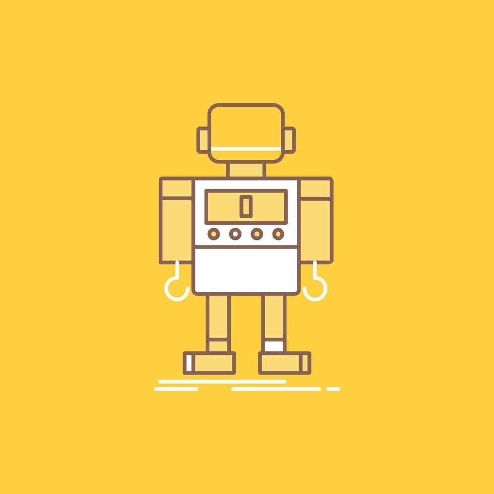 autónomo. máquina. robot. robótico icono lleno de línea plana de tecnología. hermoso botón de logotipo sobre fondo amarillo para ui y ux. sitio web o aplicación móvil vector