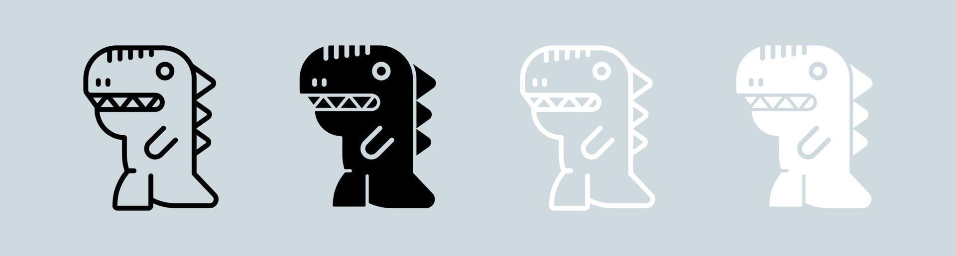 Dinosaur icon set in black and white. Jurassic signs vector illustration.