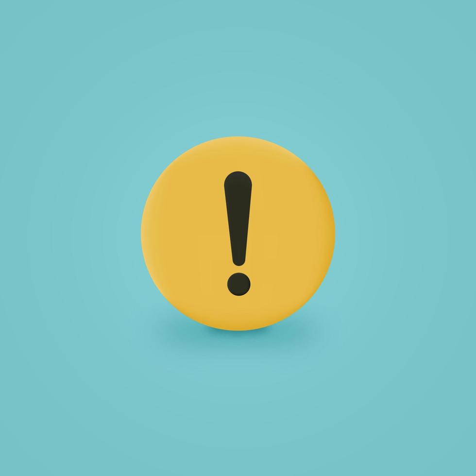 Warning message concept represented by exclamation mark icon. Exclamation 3d realistic symbol in circle. vector