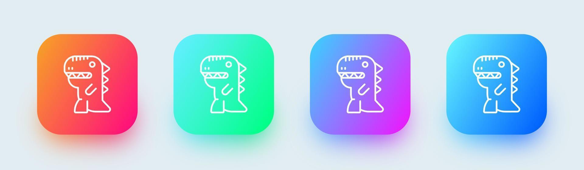 Dinosaur line icon in square gradient colors. Jurassic signs vector illustration.