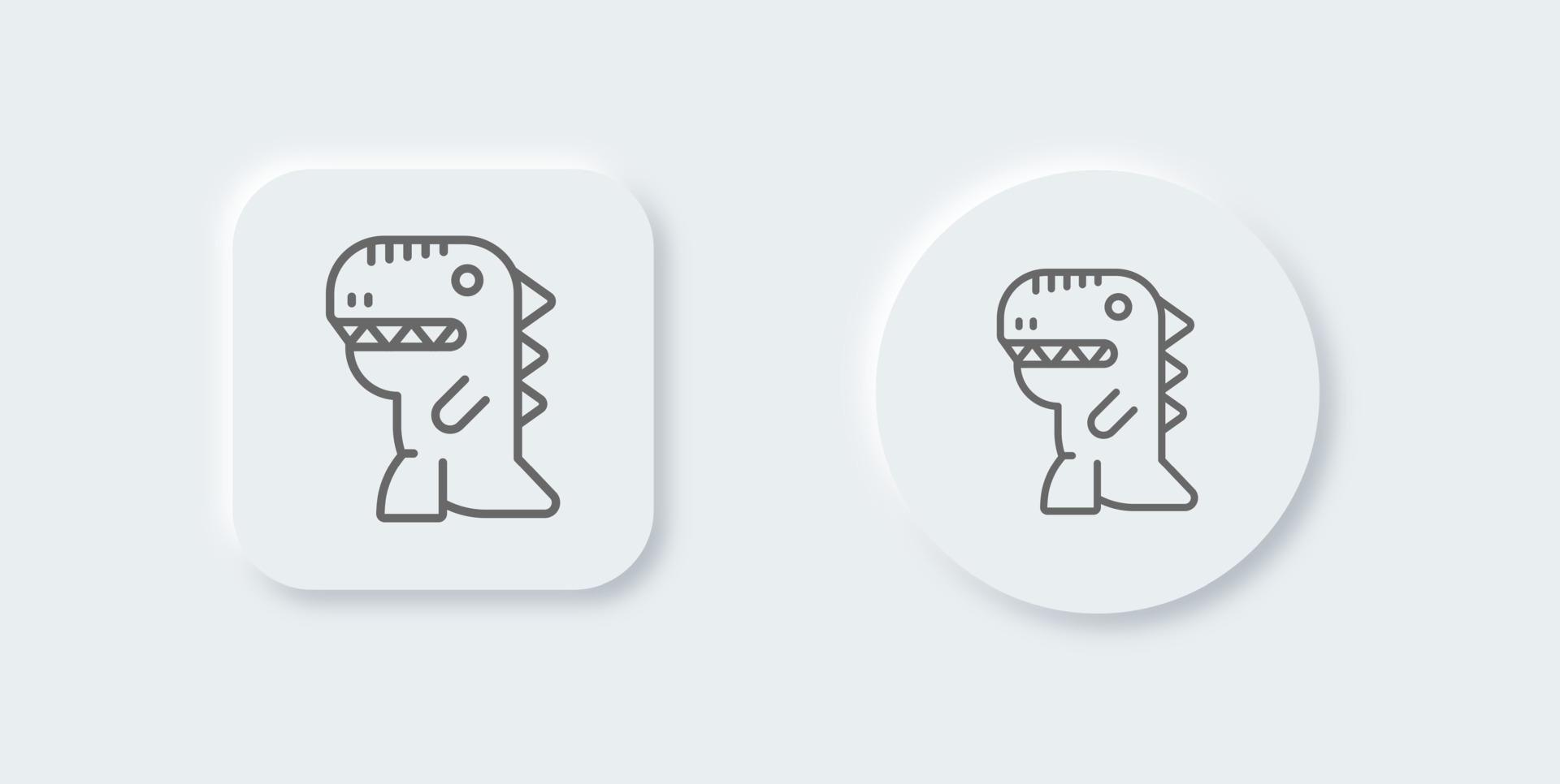 Dinosaur line icon in neomorphic design style. Jurassic signs vector illustration.