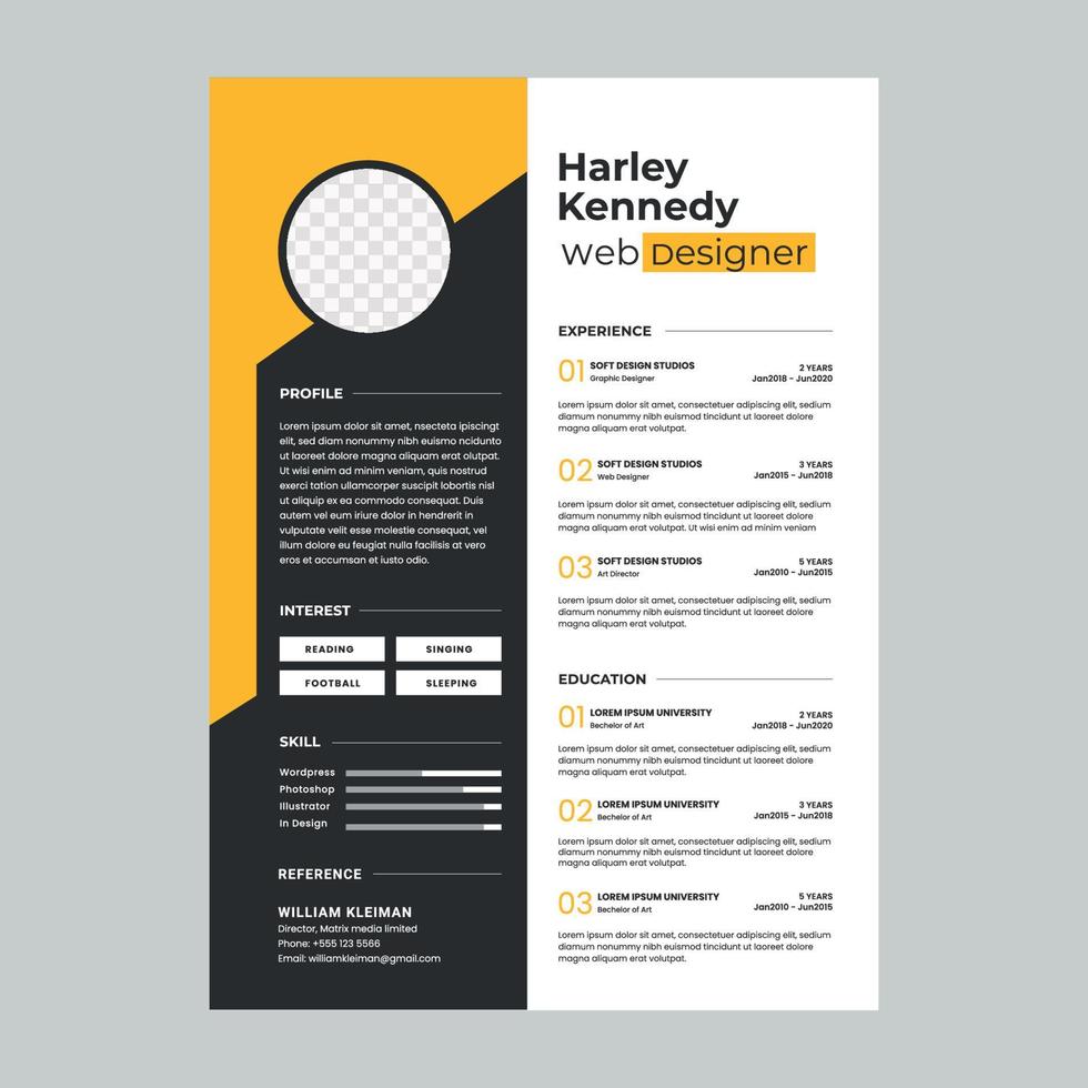 creative resume deign vector