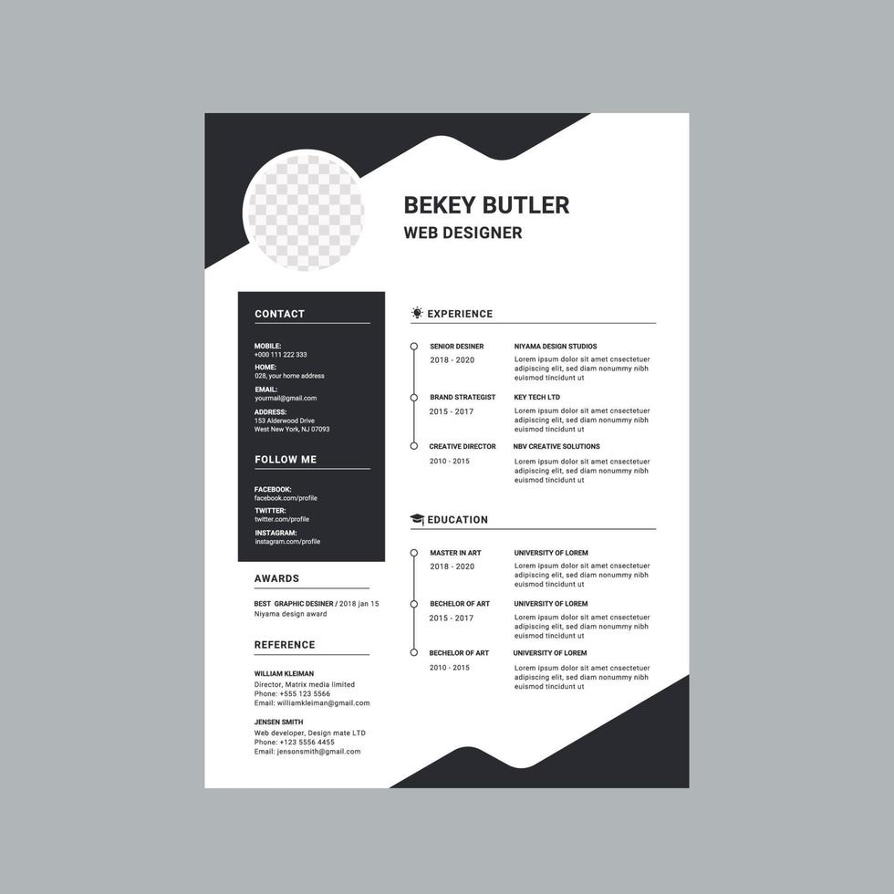 creative resume deign vector