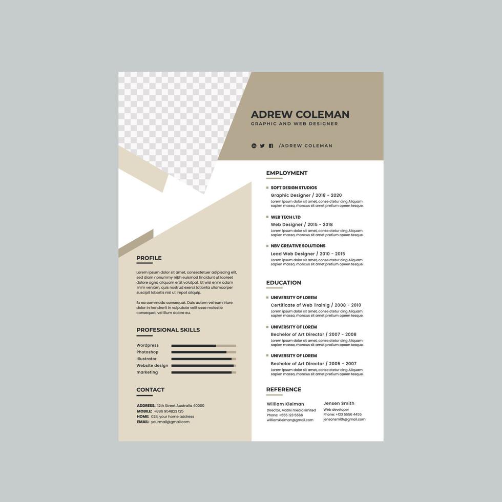 creative resume deign vector