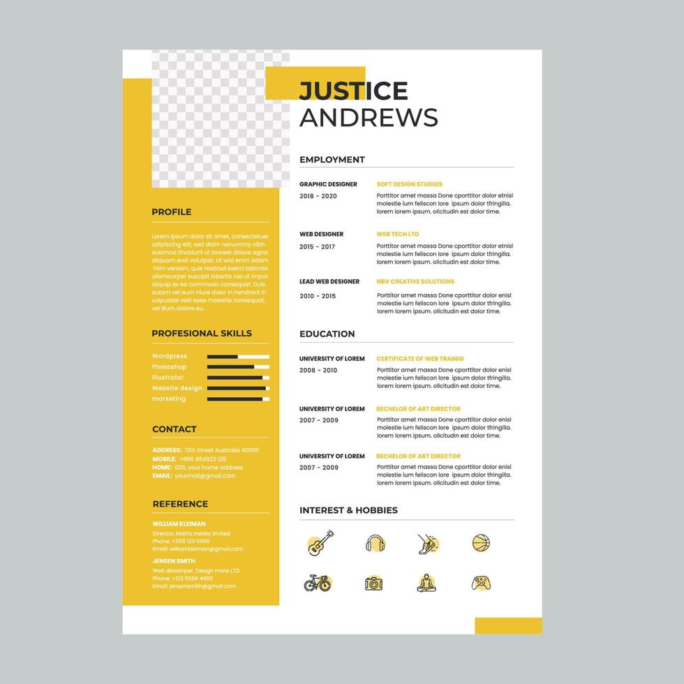 creative resume deign vector