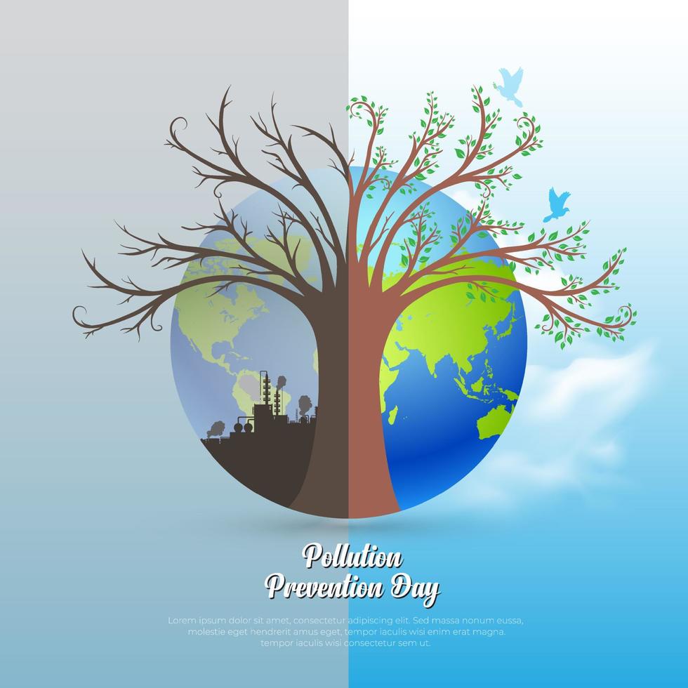 National pollution control day design background vector. World pollution prevention day design background vector