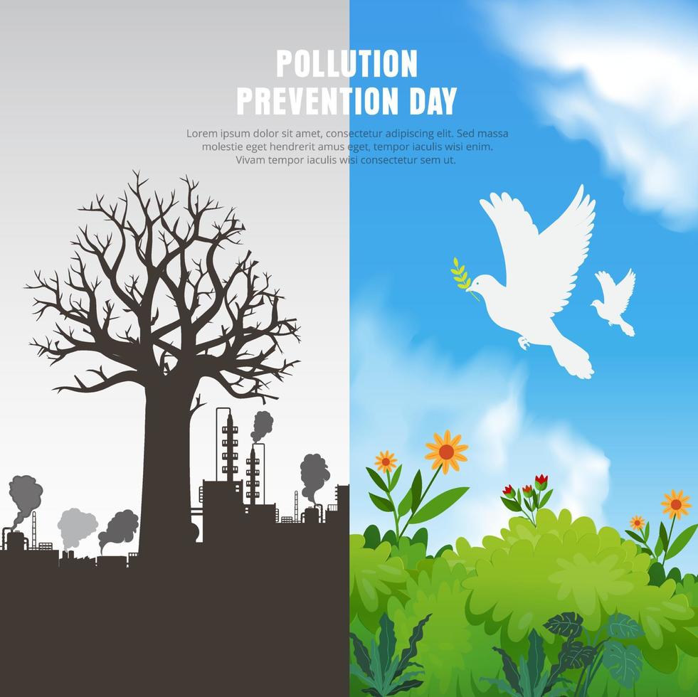 National pollution control day design background vector. World pollution prevention day design background vector