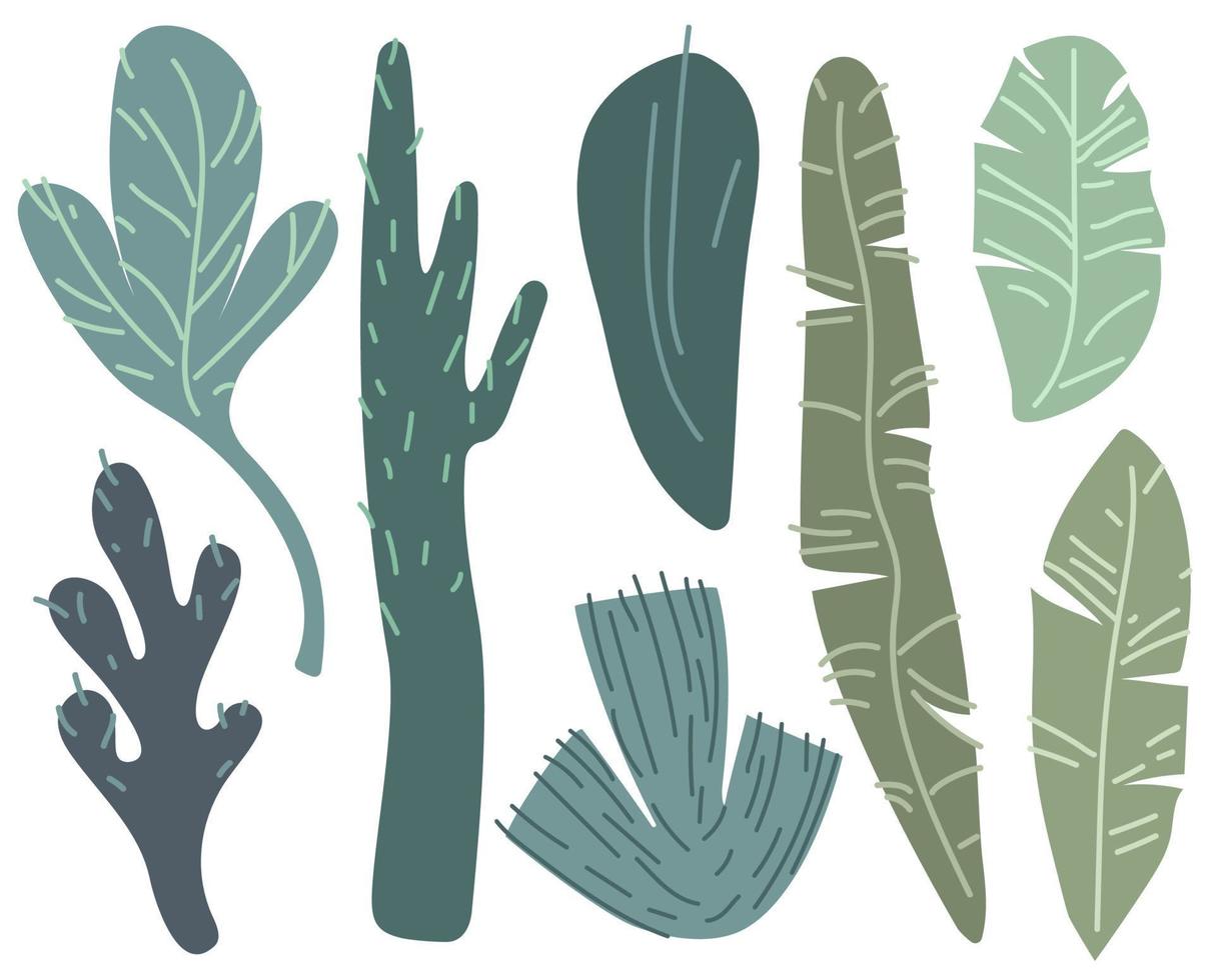 Vector leaves in doodle style for decorating backgrounds, etc.