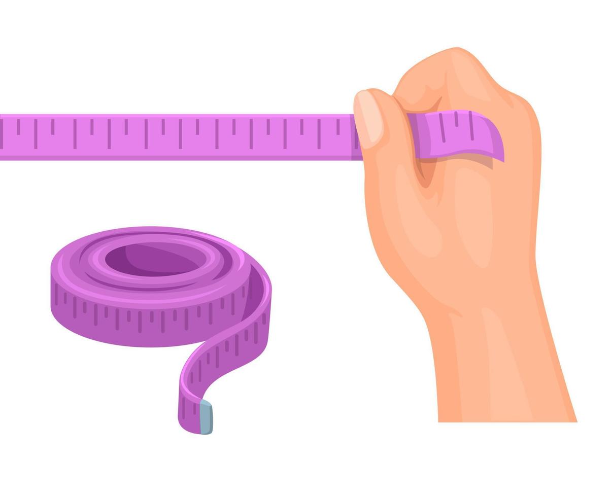 Ribbon measure pink sewing tailor tool object illustration vector