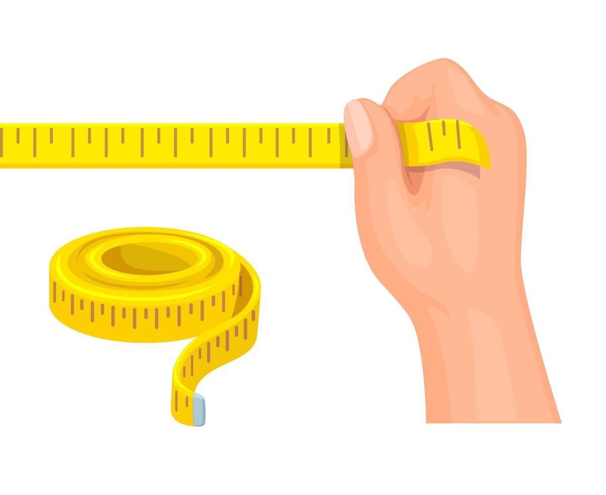 Ribbon measure yellow sewing tailor tool object illustration vector