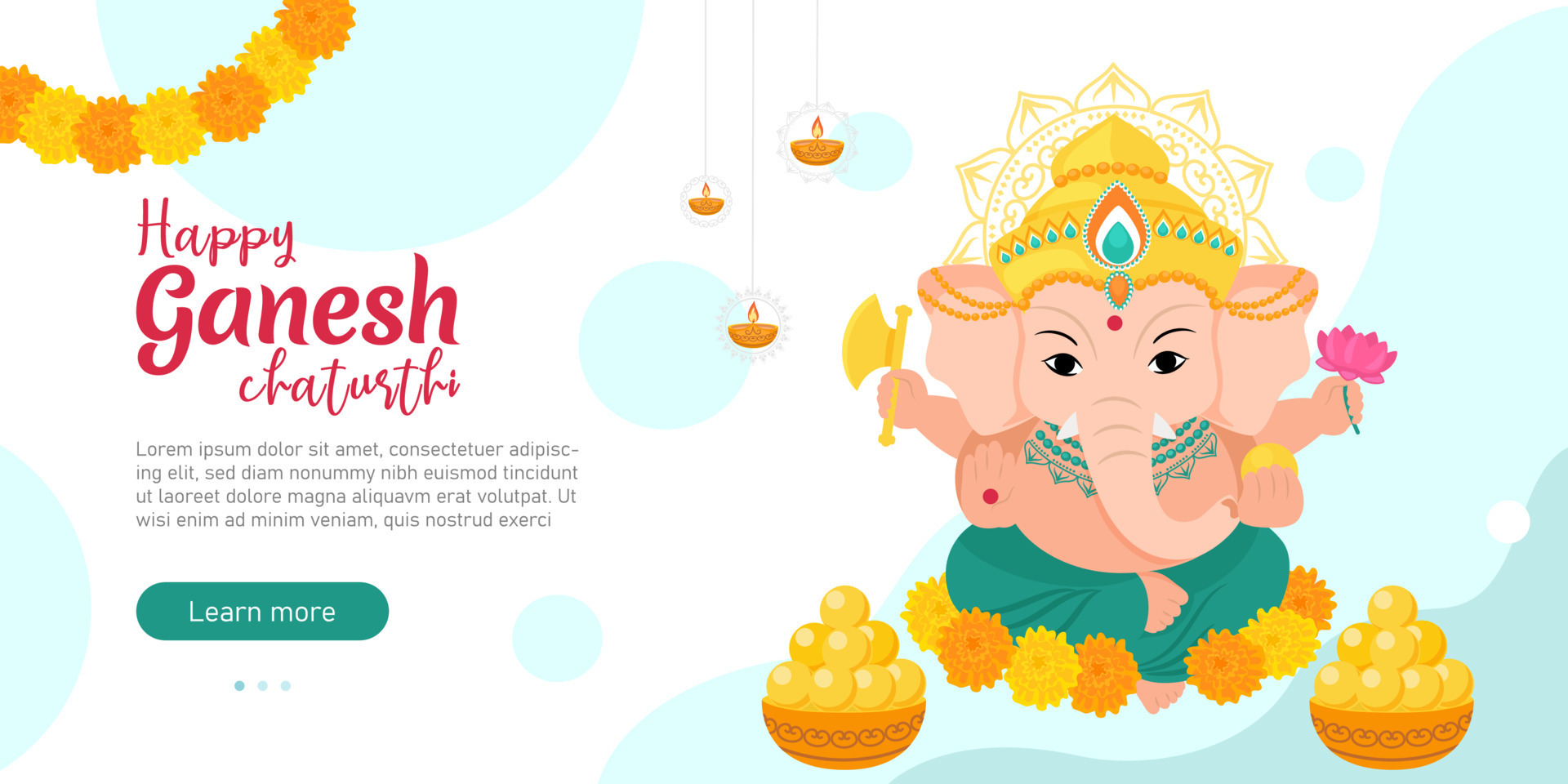Happy Ganesh Chaturthi greetings. Design for holiday banner template.  Traditional Indian festivals. Vector illustration isolated on white  background. 12954836 Vector Art at Vecteezy