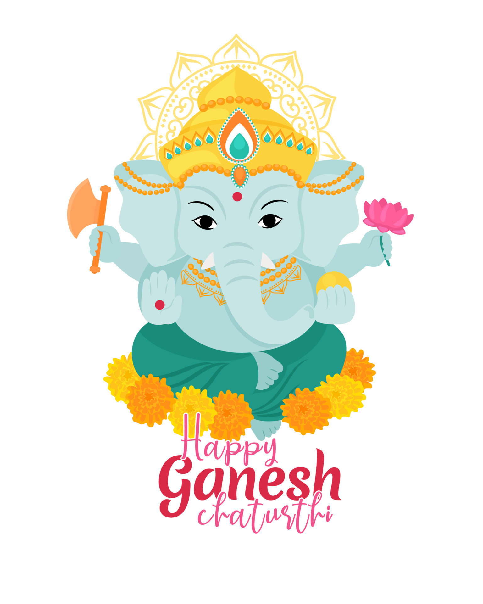 Happy Ganesh Chaturthi greetings. Design for holiday banner or poster.  Traditional Indian festivals. Vector illustration isolated on white  background. 12954846 Vector Art at Vecteezy